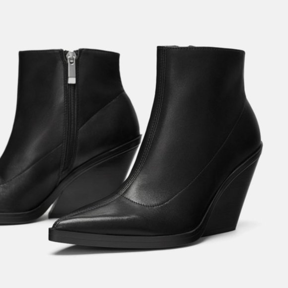 Zara: Leather Wedge Ankle Boot, 9 - Picture 3 of 8